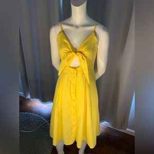 Yellow cotton spaghetti strap dress with adjustable top